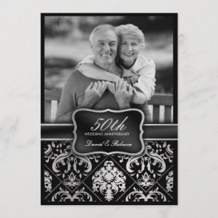 Elegant Silver Damask 50. Hochzeitstag Einladung