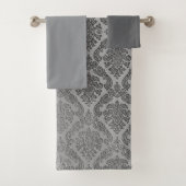 Elegant Silver Damask Badhandtuch Set (Insitu)