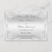 Elegant Silver Damask Hochzeit Save the Date (Rückseite)