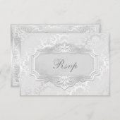 Elegant Silver Damask Wedding UAwg Einladung (Vorne/Hinten)