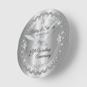 Elegant Silver Diamonds 25. Hochzeitstag Runde Wanduhr (Winkel)