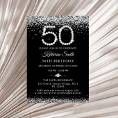 Elegant Silver Diamonds 50. Geburtstagsparty Einladung