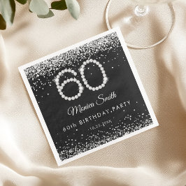 Elegant Silver Diamonds 60. Geburtstagsparty Serviette