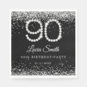 Elegant Silver Diamonds 90th Birthday Party Serviette (Vorderseite)