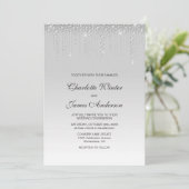 Elegant Silver Diamonds Wedding Einladung (Stehend Vorderseite)