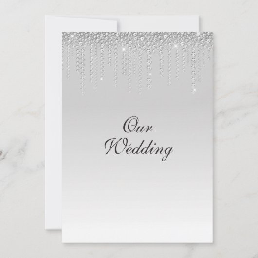 Elegant Silver Diamonds Wedding Einladung (Rückseite)