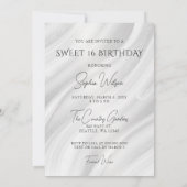 Elegant Silver Dusty Blue Sparkle Dress Sweet 16 Einladung (Rückseite)