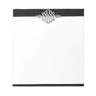 Elegant Silver Embellishment on Black Notizblock