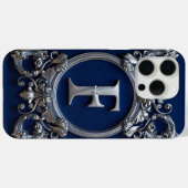 Elegant silver F Letter Monogram Case-Mate iPhone Hülle (Rückseite (Horizontal))