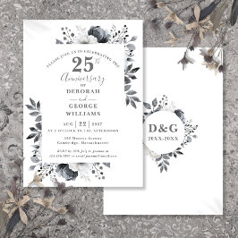 Elegant Silver Floral 25. Hochzeitstag Einladung