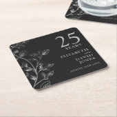 Elegant Silver Floral 25. Hochzeitstag Rechteckiger Pappuntersetzer (angewinkelt)