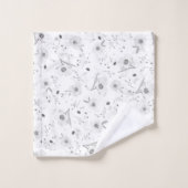 Elegant Silver Floral Badhandtuch Set (Waschlappen)