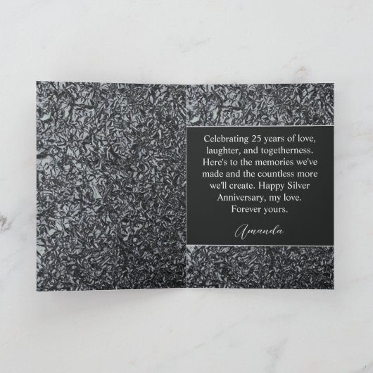 Elegant Silver Floral Husband 25 Jahre Jubiläum Karte (Innenseite)