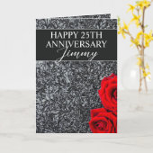 Elegant Silver Floral Husband 25 Jahre Jubiläum Karte (Gelbe Blume)