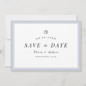 Elegant Silver Floral Minimalist Save the Date (Vorderseite)