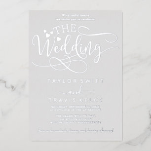 Elegant Silver Foil Calligraphy   Graue Hochzeit Folieneinladung