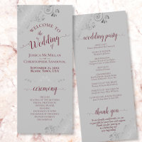 Elegant Silver Frills Burgundy auf Gray Wedding