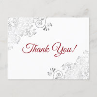 Elegant Silver Frills Red Script Wedding Vielen Da