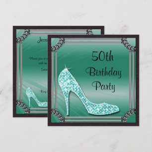 Elegant Silver Gerahmt Aquamarin Stiletto 50. Gebu Einladung