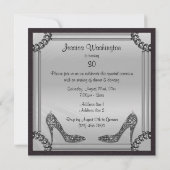 Elegant Silver Gerahmt Black Stiletto 30. Geburtst Einladung (Rückseite)