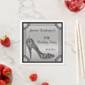 Elegant Silver Gerahmt Black Stiletto 40. Geburtst Serviette (Beispiel)