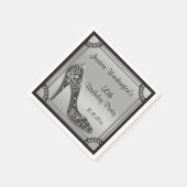 Elegant Silver Gerahmt Black Stiletto 50. Geburtst Serviette (Ecke)