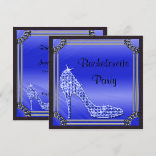 Elegant Silver Gerahmt Blue Stiletto Bachrlorette Einladung