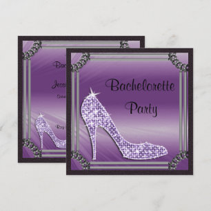 Elegant Silver Gerahmt Lilac Stiletto Bachrlorette Einladung