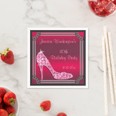Elegant Silver Gerahmt Pink Stiletto 40. Geburtsta Serviette (Beispiel)