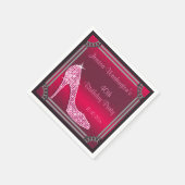 Elegant Silver Gerahmt Pink Stiletto 40. Geburtsta Serviette (Ecke)