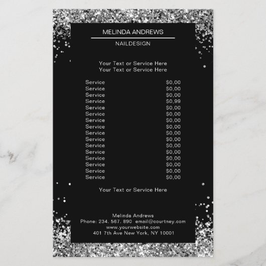 Elegant Silver Glitter both sides Flyer (Vorne)