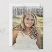 Elegant silver glitter drips sweet sixteen photo einladung (Rückseite)
