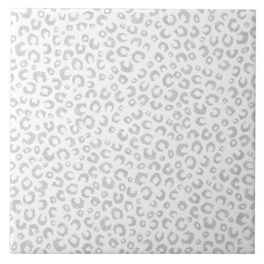 Elegant Silver Glitter Leopard Pattern Fliese (Vorderseite)