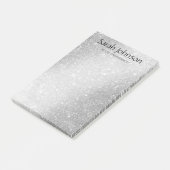 Elegant Silver Glitter Monogram Personalized Name  Post-it Klebezettel (angewinkelt)