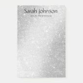 Elegant Silver Glitter Monogram Personalized Name  Post-it Klebezettel (Vorderseite)
