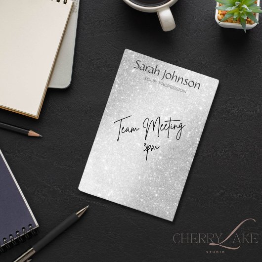 Elegant Silver Glitter Monogram Personalized Name  Post-it Klebezettel