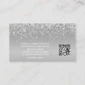 Elegant Silver Glitter Photo QR Code Visitenkarte (Rückseite)
