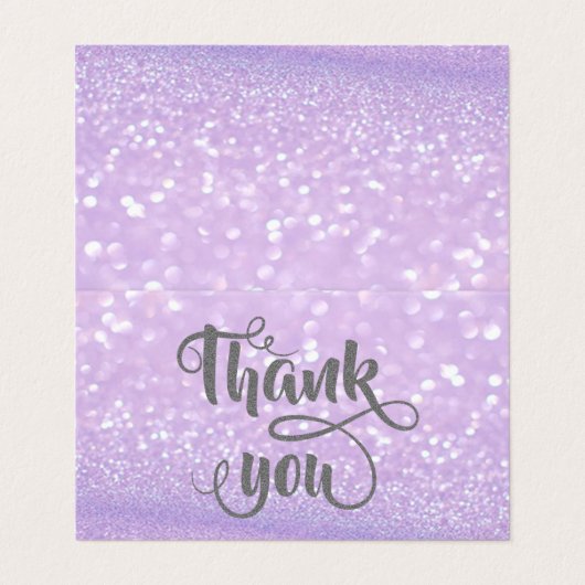 Elegant Silver Glittery Bokeh Dankeschön Card Visitenkarten (Außenseite Aufgefaltet)
