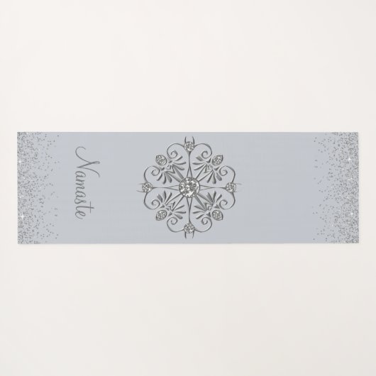 Elegant Silver Glittery Gem Yogamatte (Rückseite (Horizontal))
