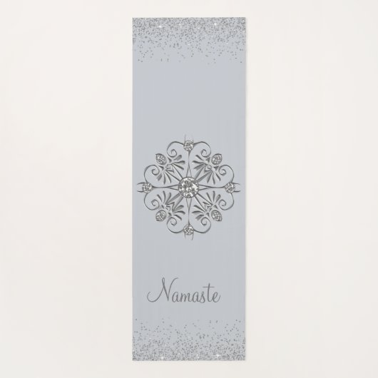 Elegant Silver Glittery Gem Yogamatte (Rückseite)