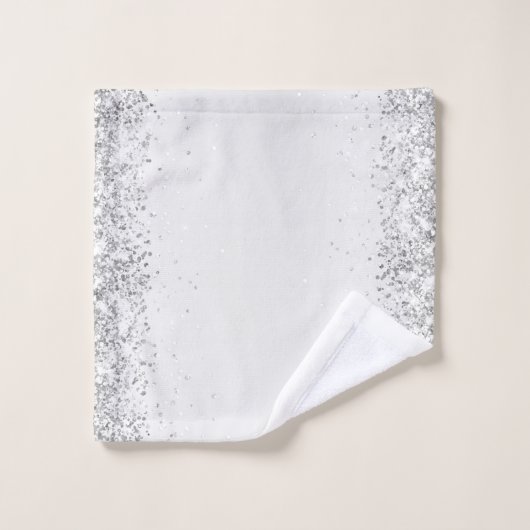 Elegant Silver Glittery Glam Badhandtuch Set (Waschlappen)