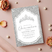 Elegant Silver Glittery Quinceanera Einladung