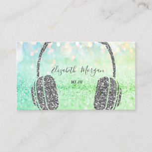 Elegant Silver Glitzer Bokeh Headphone DJ Visitenkarte