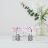 Elegant Silver Glitzer Bokeh Headphone DJ Visitenkarte (Stehend Vorderseite)