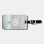 Elegant Silver Glitzer Bokeh Ombre, Blume Gepäckanhänger (Vorderseite horizontal)