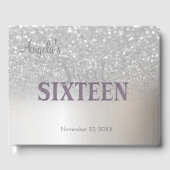 Elegant Silver Glitzer Bokeh Ombre ,Sweet 16 Gästebuch (Vorderseite)