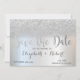 Elegant Silver Glitzer Bokeh Save the Date