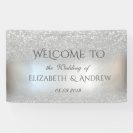 Elegant Silver Glitzer Bokeh Wedding Banner