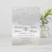 Elegant Silver Glitzer Bokeh Wedding Einladung (Stehend Vorderseite)