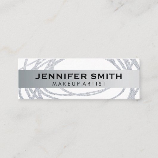 Elegant Silver Glitzer Scribble Mini Visitenkarte (Vorderseite)